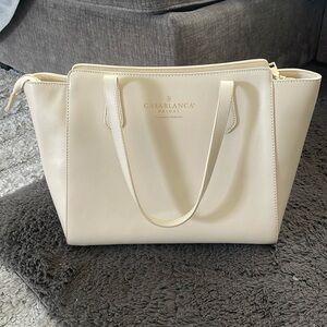 Casablanca Bridal Cream Tote Bag With Shoulder Handles